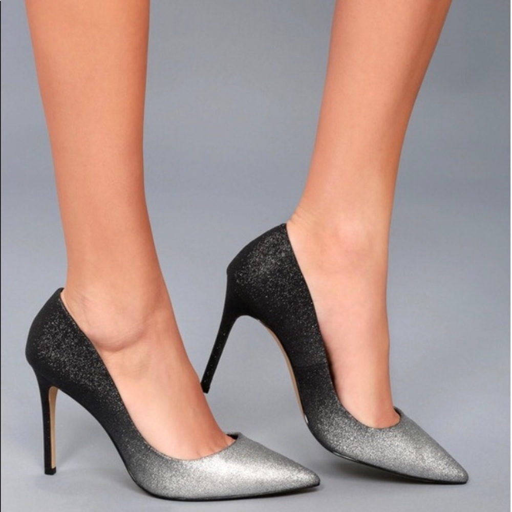 🌟🌟KYLE SILVER AND BLACK GLITTER PUMPS 🌟🌟